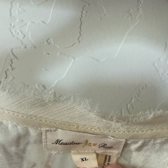 Meadow Rue Anthropologie|Ivory burnout velvet floral long sleeve blouse••Size XL - Picture 6 of 10